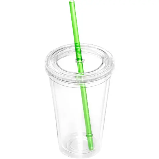 Malibu Double-Wall Frosted Straw Tumbler Lime Green Unbranded
